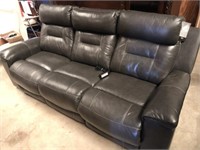 Ashleys Gray Leather Sofa (Electr. Reclining Ends)