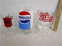 Vintage Pepsi Glasses & Fitzgerald Glass