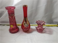 Lot of Cranberry Glass