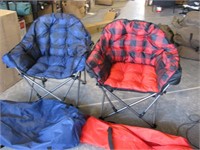 (2) PLAID OVERSIZED CLUB CHAIR, ONE RED ONE BLUE,