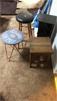 Barstool, shelf unit, and 2-indoor end tables