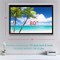 Vivo Home manual pulldown projector screen 80"