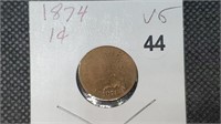 1874 Indian Head Cent bg2044
