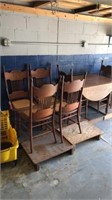 Antique Wooden Drop Leaf Table with 6-chairs