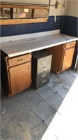 Work bench with 2-drawer metal filing cabinet