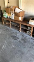 Handmade wood shelf unit 10’ long