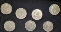 Lot of 7 Silver Morgan Dollars