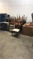 Pressed wood table & 6-chairs, 2-desks & folder