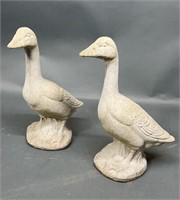 Two 14" Concrete Geese