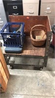 Cart on wheels with basket