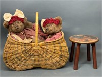 Large Buttocks Basket, Stool & Bears