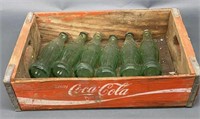 Coca-Cola Wooden Tray With 6 Glass Bottles
