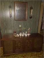 Silver-tone Phonograph, Mirror, Sconces, and More