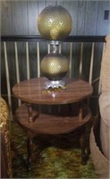 Two Chairs, End Table, and Hurricane Hobnail Lamp