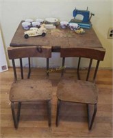 Vintage Child's Table with Chairs and More