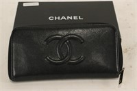 Chanel Black CC Logo Zip Wallet