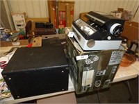 SEARS PROJECTOR, BOX OF SLIDES & RECORD ALBUMS