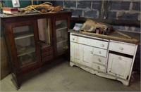 Two Older Cabinet Pieces and Contents