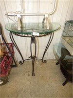 GLASS TOP LAMP TABLE