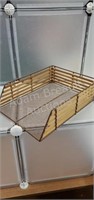 Wire and wood desk file organizer tray, 9 x 12 x