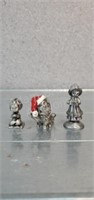 3 vintage little Gallery fine pewter figurines,
