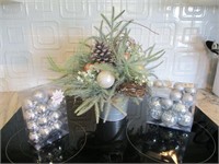 Holiday Ornaments and Centerpiece