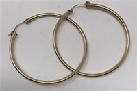 1970s Disco Gold Plated Hoop Earrings- Medium