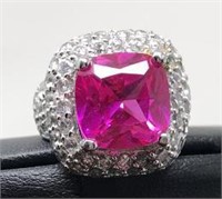 Sterling Silver and CZ Lg Gemstone Ring