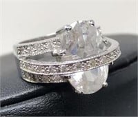 SS and CZ Overlay Ring