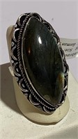 Labradorite German Silver Ring sz7