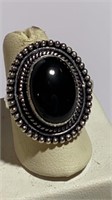 Black Onyx German Silver Ring sz8