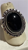 Black Onyx German Silver Ring sz 8