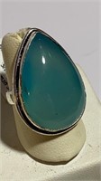 Blue Calcite German Silver Ring sz 8