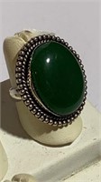 Green Onyx German Silver Ring sz 9
