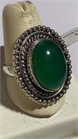 Green Onyx German Silver Ring sz 9