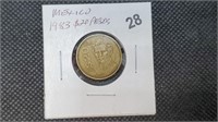 1983 Mexico 20 Pesos Coin by3028