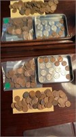 Lot of wheat pennies and nickels