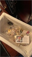 Container of Masonic pins and misc