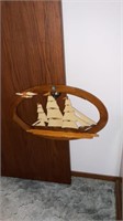 Wood carved ship wall hanging