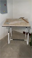 Drawing table with lake map