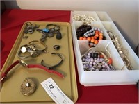 2 Tray Lots Costume Jewelry