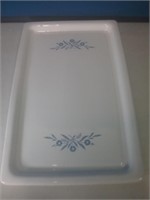 CorningWare 10 by 16 inch blue and white platter