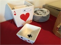 Playing Card Snack Plate (8), Canister and Bowls