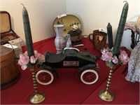 Candle Sticks, Art Pottery Vase & Decanter