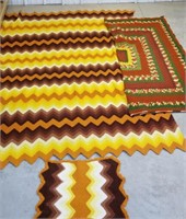 2 1970's Afghans, one pillow sham, 1 is a twin
