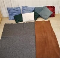 Woolrich blanket, 8 throw pillows, lap blanket
