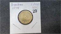 1974 Argentina 1 Peso Coin by3029