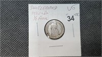1920b Switzerland 1/2 Franc Coin by3034