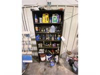 6-Tier Shelf w/Oils, Sprays, Grease Guns, Etc.