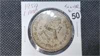1959 Silver Mexico 1 Peso Coin by3050